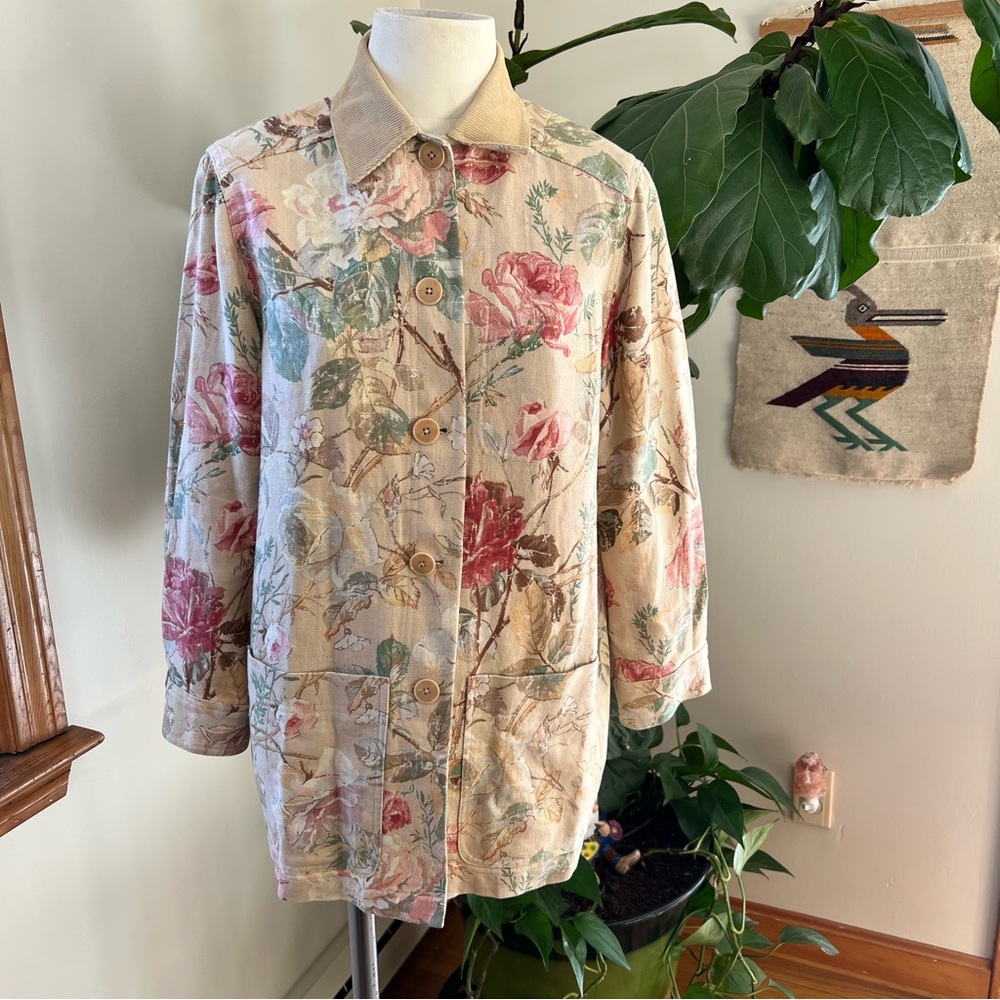 NWOT Lauren Ralph Lauren Floral Chore Coat / Barn Jacket, Size Medium - Picture 6 of 14
